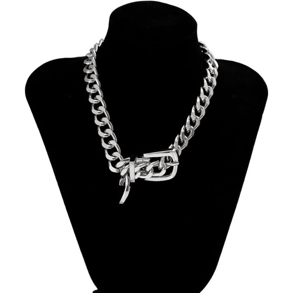 Unisex Chunky Gold and Silver Cuban Link Choker & Belt - Trendy Punk Accessory - Picture 3 of 5